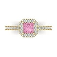 thumbnail image 1 of Clara Pucci 14K Yellow Gold Solid Gold Pink Halo Anniversary Ring for Women - 0.89 cttw Princess Cut, 1 of 8
