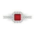 thumbnail image 1 of Clara Pucci 14K White Gold 0.89ct Ruby Halo Ring for Women, 1 of 8