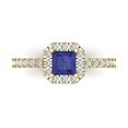thumbnail image 1 of 0.89 ct Princess Cut Simulated Tanzanite Halo Engagement Ring for Women in 18K Yellow Gold, 1 of 5