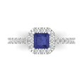 thumbnail image 1 of Clara Pucci 14K White Gold Solid Gold Tanzanite Halo Anniversary Ring for Women - 0.89 cttw Princess Cut, 1 of 8