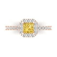 thumbnail image 1 of Clara Pucci 14K Rose Gold 0.89ct Yellow Halo Ring for Women, 1 of 8