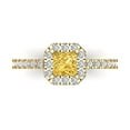 thumbnail image 1 of Clara Pucci 14K Yellow Gold 0.89ct Yellow Halo Ring for Women, 1 of 8