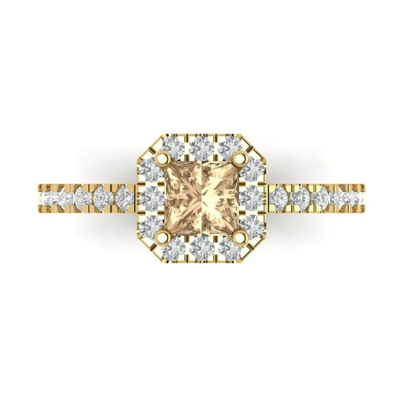 Clara Pucci 14K Yellow Gold 0.89ct YellowMoissanite Halo Ring for Women