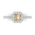 thumbnail image 1 of 0.89 ct Princess Cut Yellow Moissanite with Simulated Diamond Halo Accents 18K White Gold Womens Engagement Ring, 1 of 5