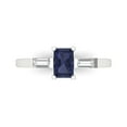 thumbnail image 1 of 0.8 ct Emerald Cut Simulated Blue Sapphire Three-Stone Engagement Ring for Women in 18K White Gold, 1 of 5