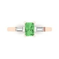 thumbnail image 1 of 0.8 ct Emerald Cut Simulated Green Diamond Three-Stone Engagement Ring for Women in 18K Rose Gold, 1 of 5