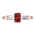 thumbnail image 1 of Clara Pucci 14K Rose Gold 0.8ct Garnet Three-Stone Ring for Women, 1 of 8
