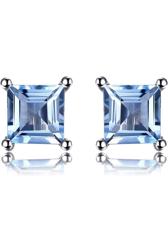 0.8ct Genuine Garnet Peridot Amethyst Citrine Topaz Created Ruby Sapphire Simulated Emerald Gemstone Stud Earrings Women, 14k Gold Plated 925 Sterling Silver Earring Jewelry Set