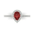 thumbnail image 1 of 0.755 ct Pear Cut Natural Garnet Solitaire with Accents Engagement Ring for Women in 18K White Gold, 1 of 5