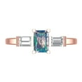 thumbnail image 1 of 0.8 ctw 3 Stone Anniversary Ring for Women | Emerald Cut Blue Moissanite | Hyperallergenic Solid 14K Rose Gold, 1 of 5