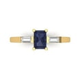 thumbnail image 1 of 0.8 ctw 3 Stone Anniversary Ring for Women | Emerald Cut Simulated Blue Sapphire | Hyperallergenic Solid 14K Yellow Gold, 1 of 5