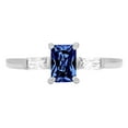 thumbnail image 1 of 0.8 ct Emerald Cut Simulated Tanzanite 3 Stone 18K White Gold Womens Engagement Ring, 1 of 6