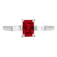 thumbnail image 1 of 0.8 ct Emerald Cut Natural Garnet 3 Stone 18K White Gold Womens Engagement Ring, 1 of 4