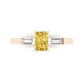 thumbnail image 1 of 0.8 ctw 3 Stone Anniversary Ring for Women | Emerald Cut Simulated Yellow Diamond | Hyperallergenic Solid 18K Rose Gold, 1 of 5