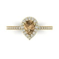 thumbnail image 1 of 0.755 ct Pear Cut Simulated Champagne Diamond Solitaire with Simulated Diamond Accents 18K Yellow Gold Womens Engagement Ring, 1 of 5