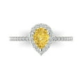 thumbnail image 1 of 0.755 ct Pear Cut Natural Citrine Solitaire with Simulated Diamond Accents 14K White Gold Womens Engagement Ring, 1 of 5