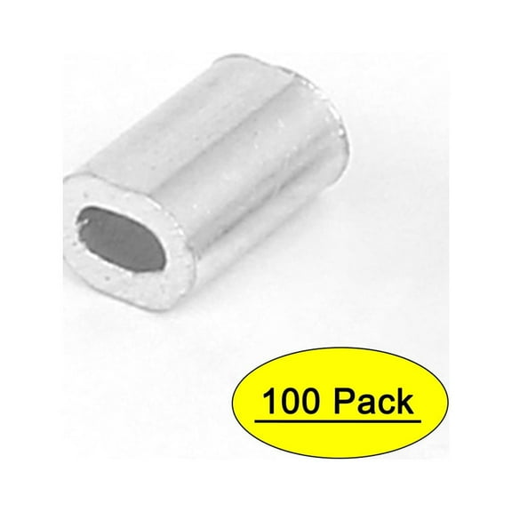 0.8mm 1/32" Steel Wire Rope Aluminum Ferrules Sleeves Silver Tone 100 Pcs