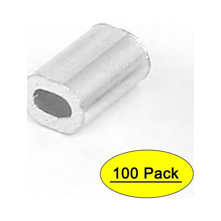 0.8mm 1/32 Steel Wire Rope Aluminum Ferrules Sleeves Silver Tone 100 Pcs 
