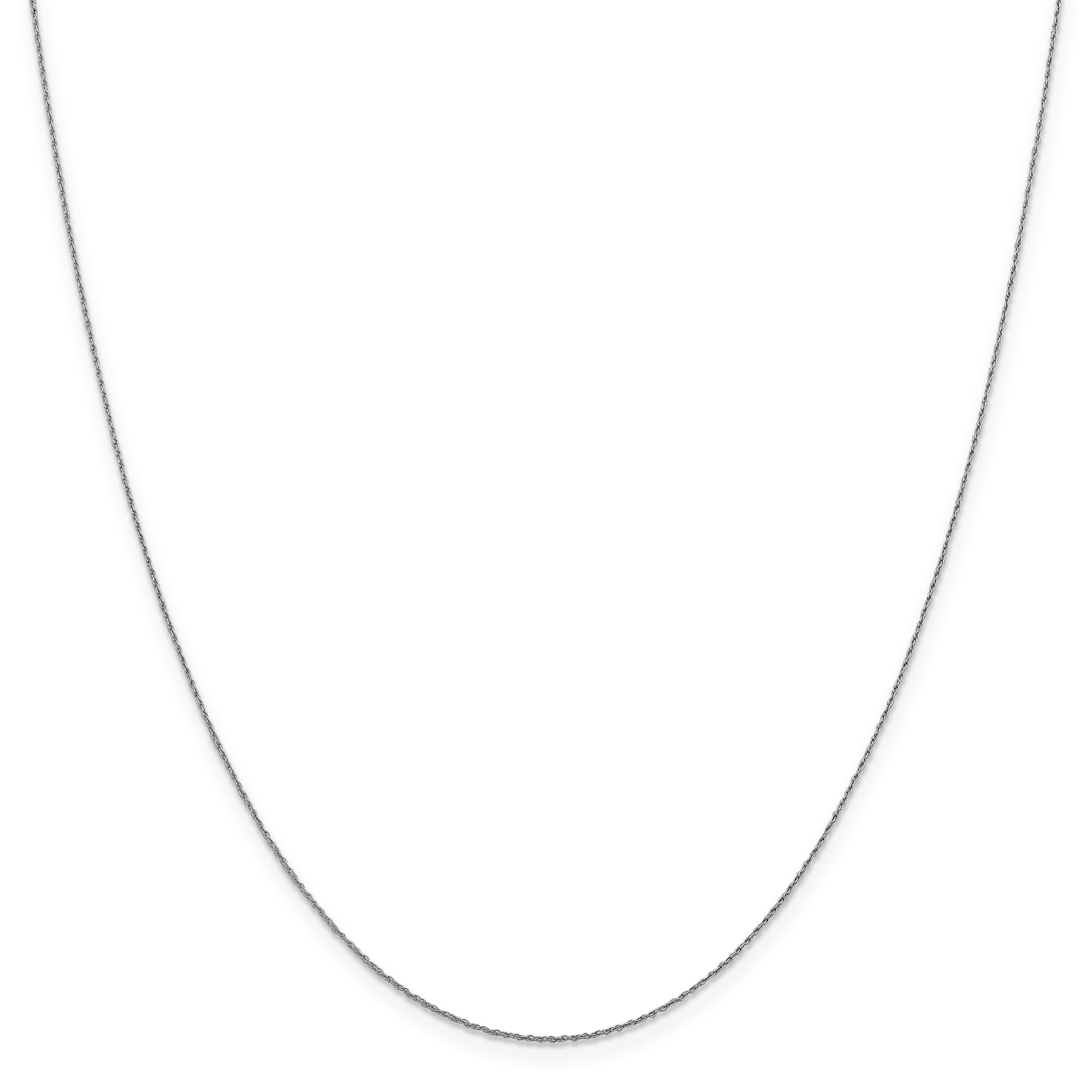 0.8mm 14k White Gold Polished Spring Ring V p 8r Pendant Necklace Rope