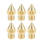 0.8mm 3D Printer Nozzle Head M6 Thread for MK8 1.75mm Extruder Print, Brass 6pcs