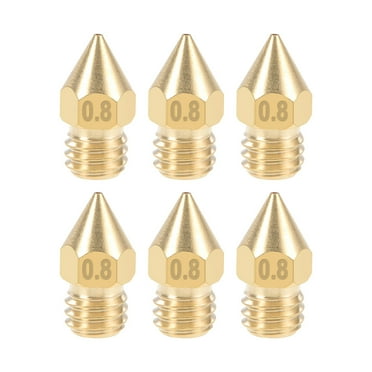 0.8mm 3D Printer Nozzle Head M6 Thread for MK8 1.75mm Extruder Print, Brass 6pcs