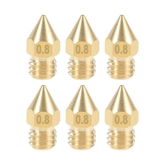 0.8mm 3D Printer Nozzle Head M6 Thread for MK8 1.75mm Extruder Print, Brass 6pcs