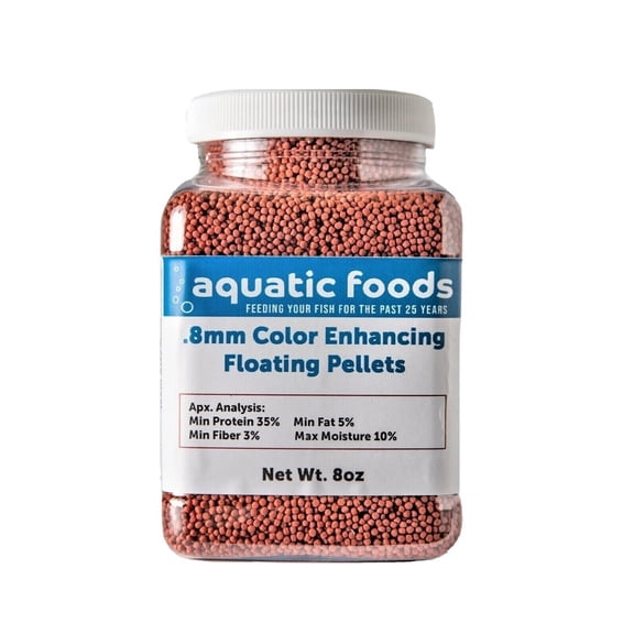 0.8mm Color Enhancing Floating Pellets for Baby Discus, Cichlids, All Tropicals, Koi and Pond Fish8oz Small Jar