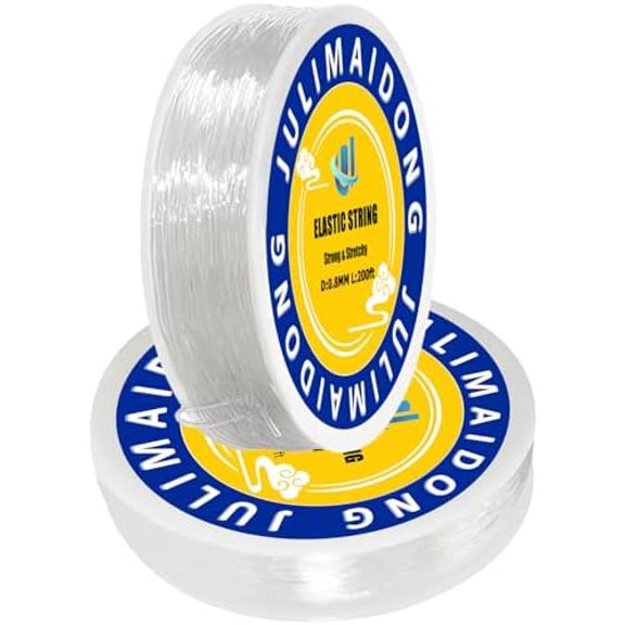 0.8mm Elastic Bracelet String Cord, Crystal Stretch Bead Cord for Bracelets Jewelry Making, Clear Stretchy Elastic String for Beading, Transparent Thread (0.8MM/400ft)