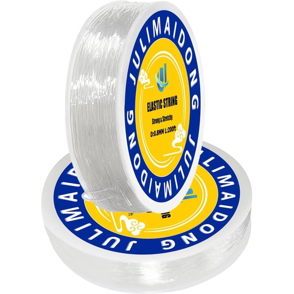 0.8mm Elastic Bracelet String Cord, Crystal Stretch Bead Cord for Bracelets Jewelry Making, Clear Stretchy Elastic String for Beading, Transparent Thread (0.8MM/400ft)