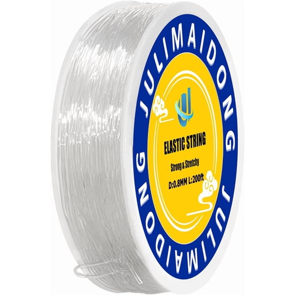 0.8mm Elastic Bracelet String Cord Crystal Stretch Bead Cord for Bracelets Jewelry Making Clear Stretchy Elastic String for Beading Transparent Thread (0.8MM/200ft)