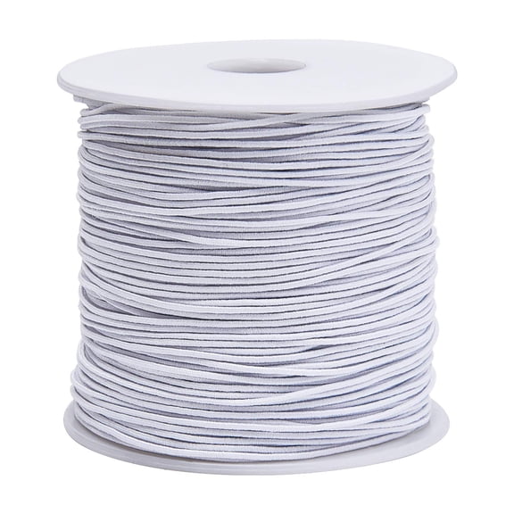 0.8mm Elastic Cord Thread for Beading Jewelry Making, Bracelets Necklaces DIY, 109 Yards Fabric Coated Rubber String, White