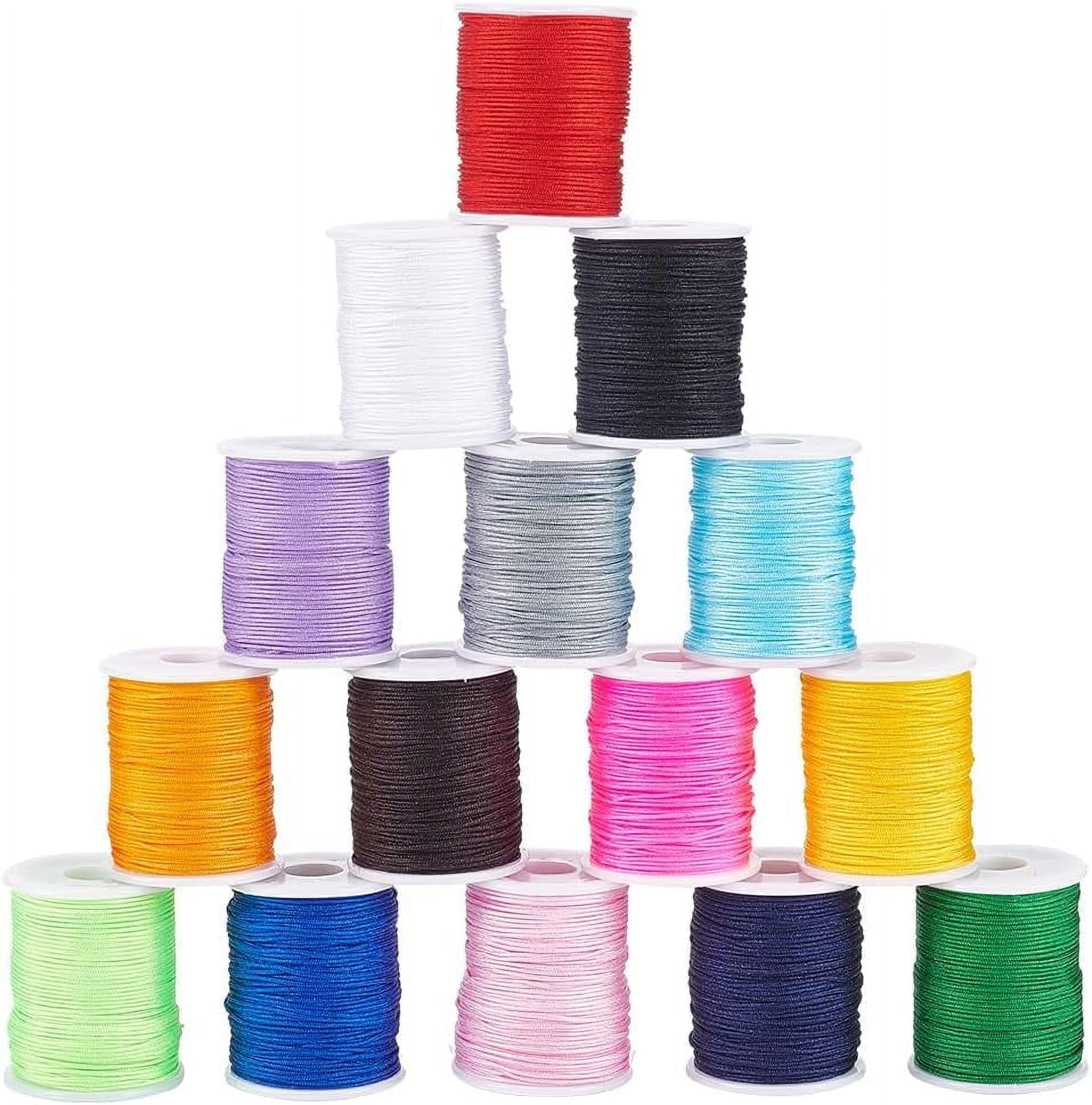 4 Rolls Nylon Beading Thread Knotting Cord 0.8mm 50 Yards Braided Nylon Crafting Satin String Moon Green