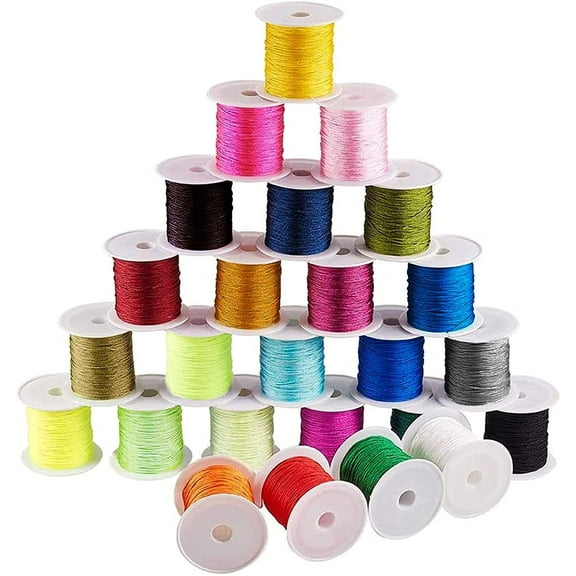 0.8mm Nylon Chinese Knotting Cord 25 Colors Beading String Kumihimo Macrame Thread Cord Blinds String Jewelry Cord for Macrame Friendship Bracelets Christmas Ornament 250 Yards Totally