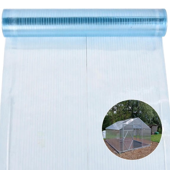 0.8mm Polycarbonate Roof Panel Roll 3.28x65.62ft, Clear UV Resistant Rainproof Plastic Sheet for Canopy Pergola Sunroom Awning Shed Balcony Greenhouse