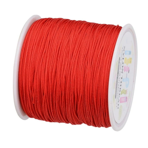 0.8mm Satin Nylon , Silk Cord,90 Meters Nylon Macrame String for Beading Jewelry Making - Red
