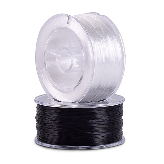 0.8mm Stretchy Beading String 2 Rolls 180 Yards, Flat Elastic Cord for Jewelry Making, Friendship Bracelets, Kandi, Includes Organizer Box, Black and White