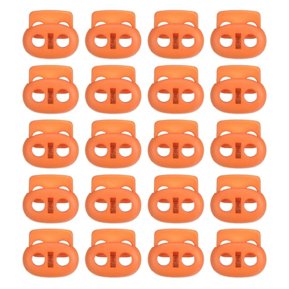 0.8x0.9" Cord Locks Double Hole Spring End Toggle Stopper, Orange Red, 30 Pack