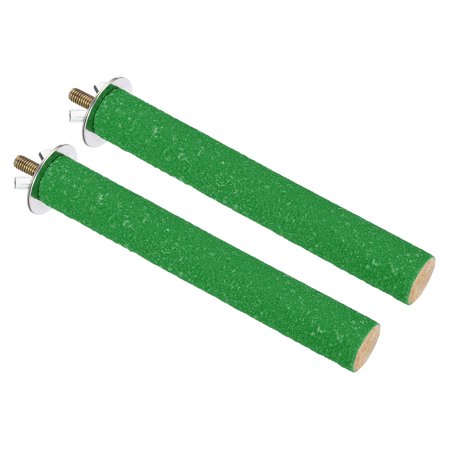 0.8x5.5" Bird Paw Grinding Stick Parrot LoveBird Parakeet Cockatiel Perch Stand, Green 2 Pack