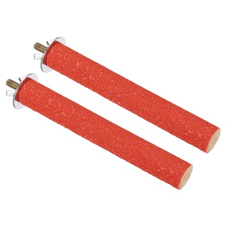 0.8x5.5" Bird Paw Grinding Stick Parrot LoveBird Parakeet Cockatiel Perch Stand, Red 2 Pack