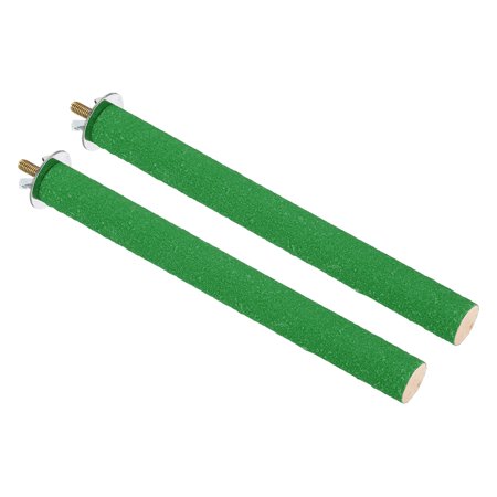 0.8x7.8" Bird Paw Grinding Stick Parrot LoveBird Parakeet Cockatiel Perch Stand, Green 2 Pack