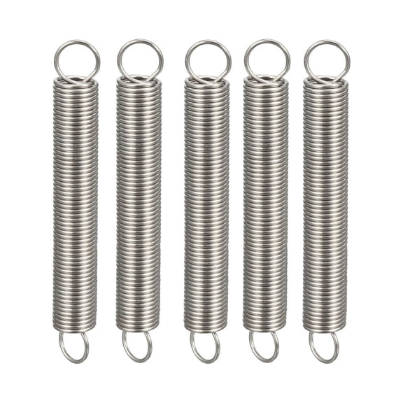 0.8x8x60mm Stainless Steel Small Dual Hook Tension Spring 5 pcs