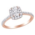 thumbnail image 1 of AFFY 0.9 CT Emerald & Round Cut White Natural Diamond Engagement Wedding Ring In 14k Rose Gold With RING Size-9, 1 of 1