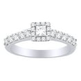 thumbnail image 1 of AFFY 0.9 CT Princess & Round White Natural Diamond Engagement Wedding Ring In 14k White Gold With RING Size-4, 1 of 1