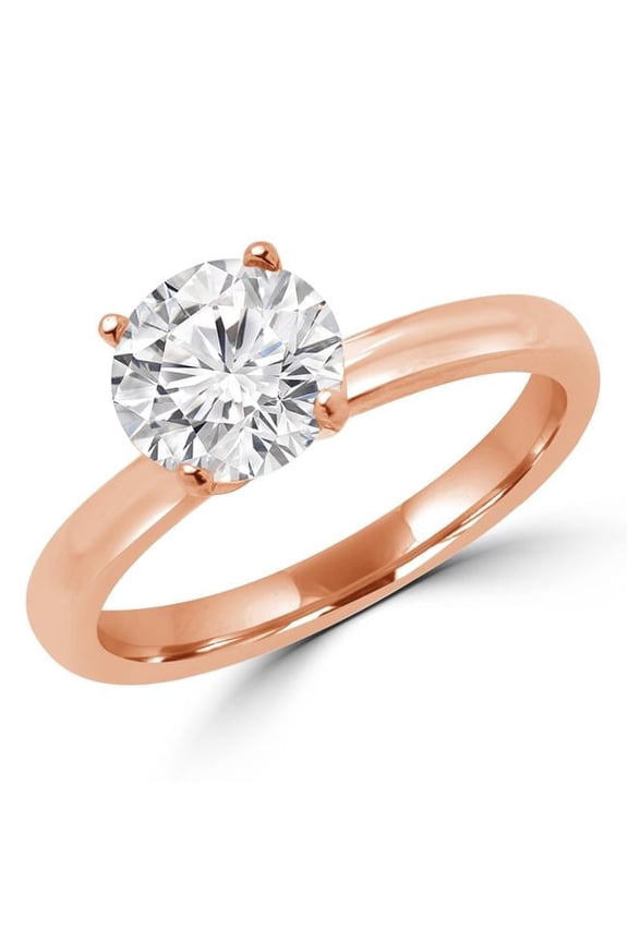 0.9 CT Round Diamond Solitaire Engagement Ring in 14K Rose Gold - Size 9