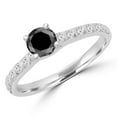 thumbnail image 1 of 0.9 CTW Round Black Diamond Promise Solitaire with Accents Engagement Ring in 14K White Gold - Size 8.75, 1 of 1