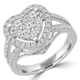 thumbnail image 1 of 0.9 CTW Round Diamond Split Shank Heart Cluster Halo Cocktail Ring in 14K White Gold - Size 7.75, 1 of 1
