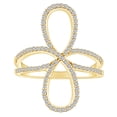 thumbnail image 1 of AFFY 0.9 Carat (Ctw) Round Shape White Natural Diamond Fashion Crossover Engagement Ring In 14k Solid Yellow Gold Ring Size-9.5, 1 of 1