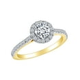 thumbnail image 1 of AFFY 0.9 Carat (Ctw) Round Shape White Natural Diamond Halo Cluster Engagement Ring In 14k Solid Yellow Gold Ring Size-7, 1 of 1