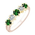 thumbnail image 1 of AFFY 0.9 Carat (Ctw) Round Simulated Emerald & White Natural Diamond Eternity Wedding Band Ring 14K Solid Rose Gold Ring Size-9.5, 1 of 1