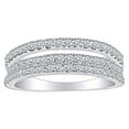 thumbnail image 1 of AFFY 0.9 Carat (Ctw) Round White Natural Diamond Three Row Anniversary Wedding Band Ring In 14k Solid White Gold Ring Size-5, 1 of 1